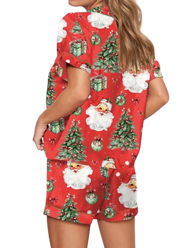 Image of SHESHOW Satin Pajamas for Women Set Preppy Animals Pjs Short Sleeve Shorts 2 Piece Loungewear Sets XS-XXL