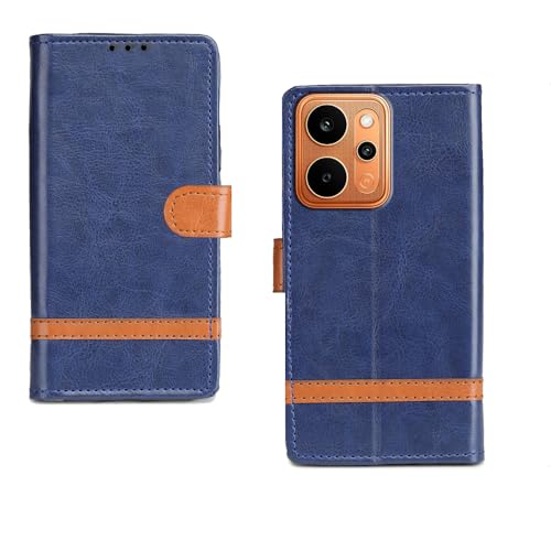 Image of amazon basics Realme P4 Power 5G Flip Cover | Card Pockets Wallet & Stand | Flip Cover for Realme P4 Power 5G (Blue Stripes)