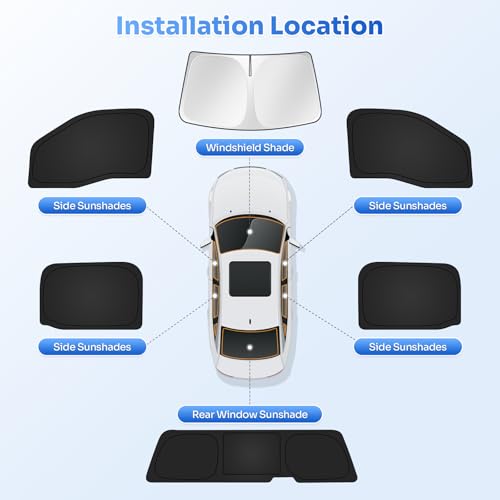 Image of Canvcle Window Shades for Ford F150 2021-2026 F-150 Accessories Windshield Sun Shade Side Rear Window Covers Sunshade Sun Visor Shield Privacy Protection for Camping Keep Vehicle Cool Black 6PCS