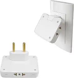 Adaptador de Tomada Articulável 3 Saídas 10A Bivolt 127V/ 220V Sistema Dobrável 90 Graus