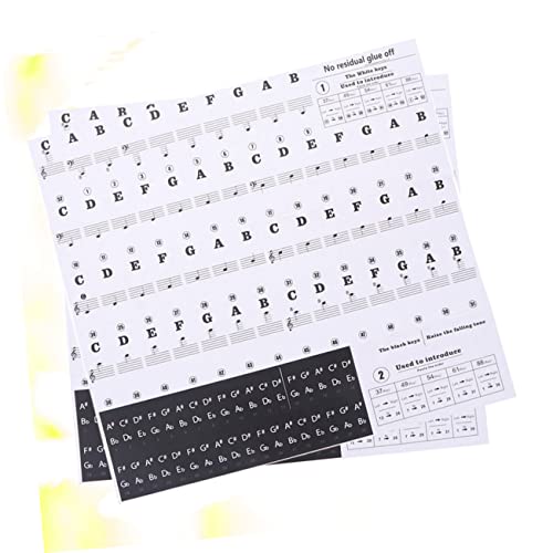 Vaguelly 2 Pcs Kids Keyboard Color Stickers Piano Stickers Piano Keyboard Stickers Letter Piano Stickers Piano Note Stickers Electronic Organ Sticker Piano Keys Applique Music Black Staff #TOP5