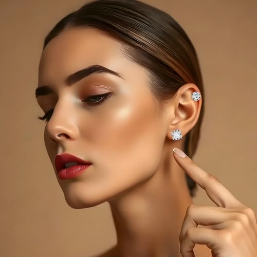 Hypoallergenic Titanium Stud Earrings for Sensitive Ears, 18K Yellow Gold Plated Halo Round Cubic Zirconia Earrings for Women and Men (Round Yellow Stud) by LUV-SPOT - Used condition - Image 7