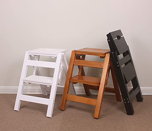 Escabeau pliant en bois 2 marches DASHADAO pour placards hauts - 4