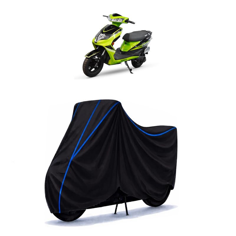 Image of Scooty Cover Water Resistant for Gemopai | Universal Scooter & Bike Cover | Heavy Duty UV Dust, Rain & Scratch Protection | Elastic Fit All Weather Indoor Outdoor | Black with Blue Piping