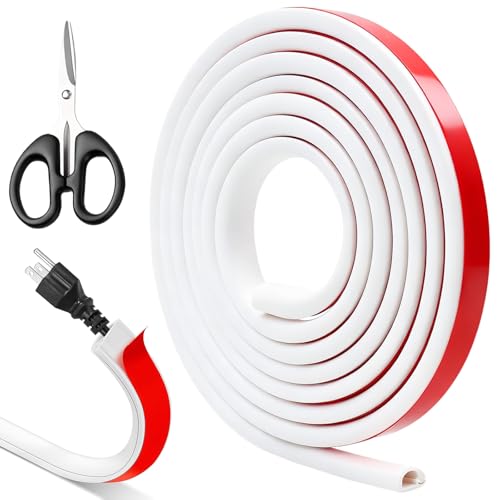 XSHAO® 4m Goulotte Passe Cable Mural, Goulotte Demi-Ronde Flexible en Silicone avec 1 Ciseaux Baguette Cache Fil Electrique Mural Blanc pour Dissimuler et Protéger Les...