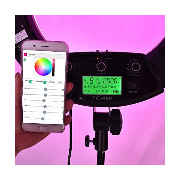 AXJX Ringleuchte LED Ringlicht Bunte LEDs Fotolampen Dimmbar 2800-10000k 96W Kamera Telefon Ring Licht Lampe… – Bild 6
