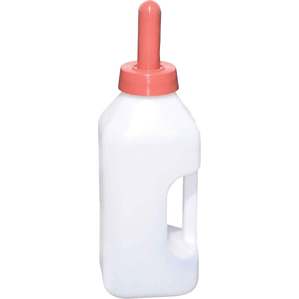 Tuff Stuff Products LBH2 2 Quart Push On Nipple Teat Cap 2 Quart Calf Milk Feeder Nursing Feeding Bottle with Hand Grip Handle