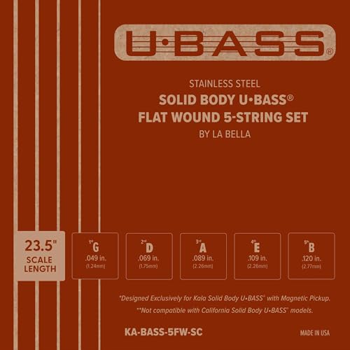 Jeu de 5 cordes en acier inoxydable massif U-BASS fini les cordes ternes