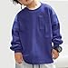 Boys Lightweight Sweatshirt Kids Fall Fashion Crewneck Long Sleeve Sweatshirts Casual Loose Comfy Pullover Blue
