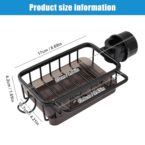 xlimeio Left Sink Organizer Rack for Kitchen and Bathroom 2024 New Kitchen Sink Faucet Organizer with Drip Tray Faucet Sponge Holder Black