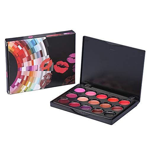 Paleta de labios 15 colores de labios Brillo de labios profesional Lápiz labial Paleta de brillo de labios de larga duración Maquillaje Kit de brillo de labios cosmético Niñas Mujeres Maquillaje Juego