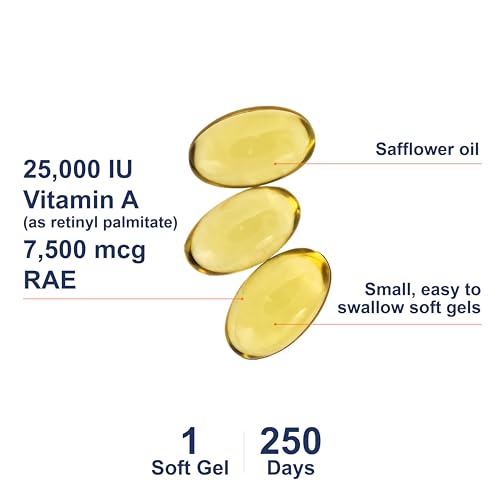 Carlson Vitamin A, 25000 IU (7500 mcg RAE), Vision Health, 250 Softgels - Image 3