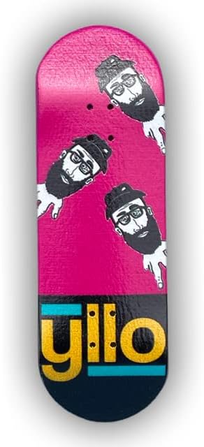 Yllo WhytMyk Complete 5 Ply Wood 100mm x 33mm Fingerboard with Upgraded 32mm Trucks, Lock Nuts, CNC Wheels