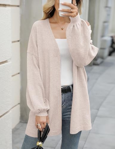 Womens Oversized Cardigan Sweaters 2025 Fall Long Lantern Sleeve Knit Open Front Cozy Long Cardigans for Women3