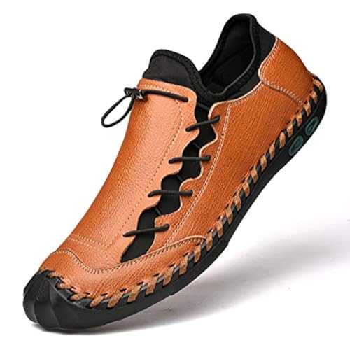LZDZN Mens Casual Shoes for Men's Leather Loafers Boat Dress Driving Men Brown Black Summer Breathable Fashion Walking Work Office Business Male Handmade