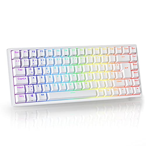 RK ROYAL KLUDGE RK84-DE 75% klawiatura gamingowa, 85 klawiszy kompaktowa klawiatura TKL, mechanizm Bluetooth...