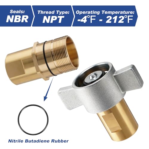 Image of 1 inch NPT Wet Line Wing Nut Hydraulic Quick Disconnect Coupler /Coupling Set, Heavy Duty Brass For Live Dump Trailer Hydraulic Systems