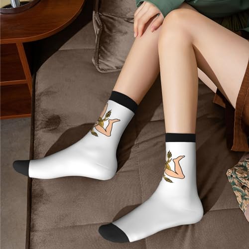 Sicily Flag Unisex Cushion Crew Sock Soft Casual Mid-Calf Socks3