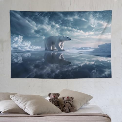 Tapisserie murale ours polaire 3D 150x230cm grand tapis déco