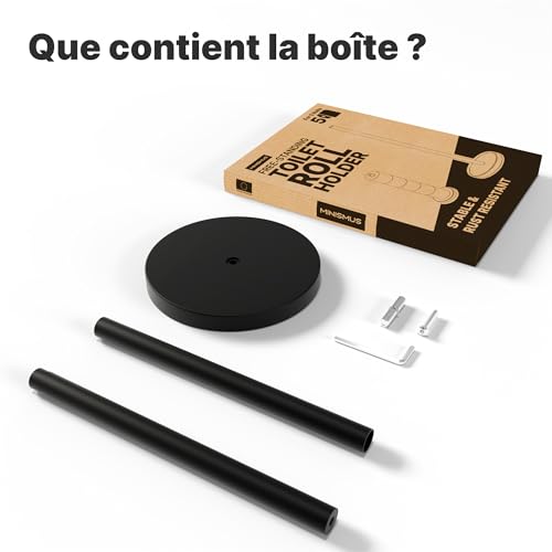 Porte‑papier WC sur pied inox 5 rouleaux noir Minismus