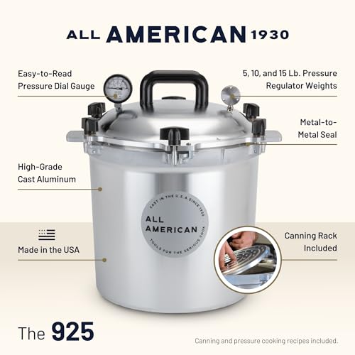 Image of All American 1930: 25qt Pressure Cooker /Canner (The 925) - Exclusive Metal-to-Metal Sealing System - Easy to Open & Close - Suitable for Gas, Electric, or Flat Top Stoves - Made in the USA