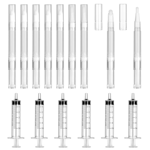 DYMHQ Lot de 15 stylos de retouche rechargeables pour cloisons sèches - Stylo pinceau vide - Marqueur de peinture murale transparente - Stylo rotatif vide avec seringue
