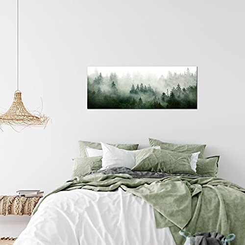 Schilderijen Bos Een Stukje Modern Fleece Niet-geweven Canvas Huiskamer Hal mist groen grijs 032312a - Afbeelding 3