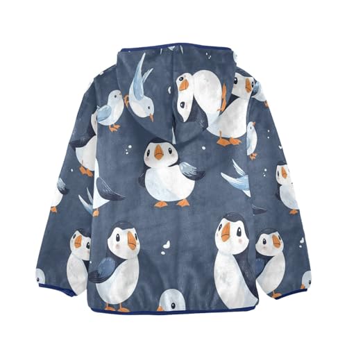 Cute Birds Pattern Print Toddler Fleece Jacket Girl Boys Hooded Fleece Jacket Coat Warm Outwear Zip-up 3-10T2