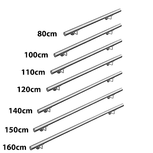 CAVATINY Edelstahl Handlauf Geländer für Treppen Brüstung Balkon - Wandhandlauf Wandhalterung - Innen und Außen Handlauf Geländer Treppengeländer Edelstahl (120CM)