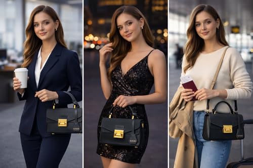 Image of KUNCHI CREST Women's Structured Handbag with Sling Strap | Premium Textured Flap Bag | Elegant Designer Purse for Party, Wedding & Office