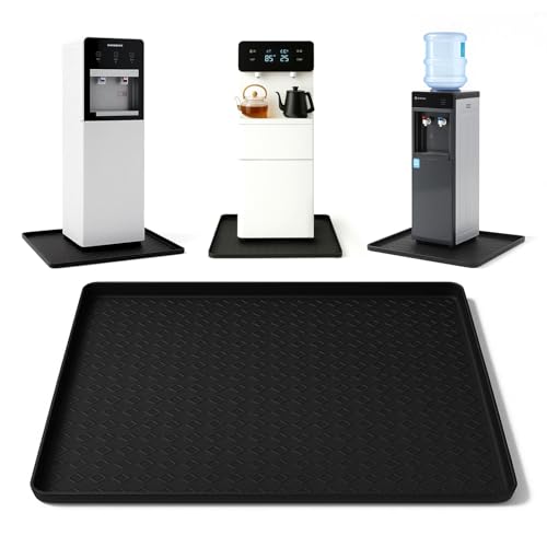 HOSASSPER Water Cooler Mat, Water Dispenser Mat, 22"x19" Non-Slip Silicone Waterproof Floor Protector for Under Water Cooler or Fountain, for Kitchen, Office, Bedroom, Bar (Black)