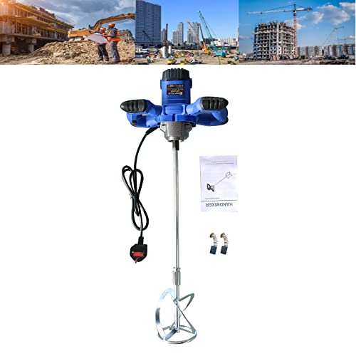 2600W Portable Paddle 1700 U/min Mixer Concrete Mixer with 6 Adjustable Speeds for Mixing Cement and Paint, 240V Plaster Mixer Electric Hand-Held Mixer with Security Locking Button