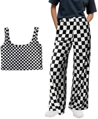 WSPLYSPJY Crop Tank Tops&Checkered Pants