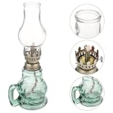 ELEOUTI Vintage Szklana Lampa Naftowa Biurko Retro Lampka Olej Naftowy Do Domu Gruba Odporna Wysoką Temperaturę Szklana Osłona Delikatna Dekoracja i Oświetlenie Awaryjne