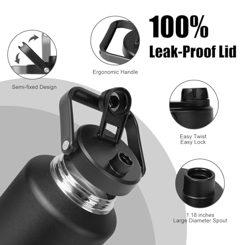Image of ABOTOCUP 2 Gallon Water Jug with Wide Mouth, 256oz Insulated Water Bottle Keep Cold24h&Hot12h, Comes with Ergonomic Handle, Two Double Walled 16oz 18 /8 Stainless Steel Cups Thermo Canteen Mug