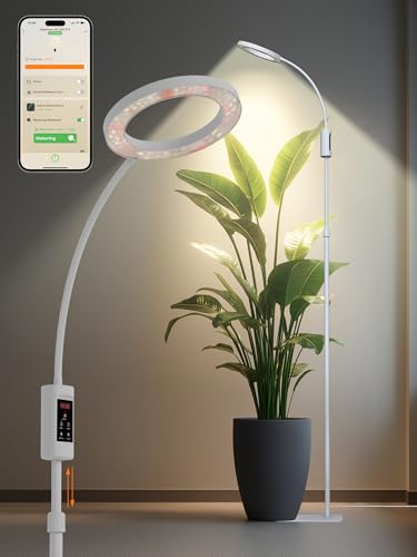Smart Grow Lights for Indoor Plants,24W Plant Light with Auto-Timer,Full Spectrum LED Grow Light, Adjustable Height & Stepless Dimming,Plant Assistant Suitable for Most Plants (White, 24W) Smart Grow Lights for Indoor Plants,24W Plant Light with Auto-Timer,Full Spectrum LED Grow Light, Adjustable Height & Stepless Dimming,Plant Assistant Suitable for Most Plants (White, 24W)