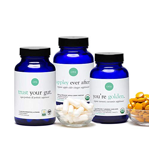 Ora Organic Immunity Bundle - Probiotics with Prebiotics, Apple Cider Vinegar and Turmeric Tablets, Made in The U.S.A. with Clean, Vegan Ingredients