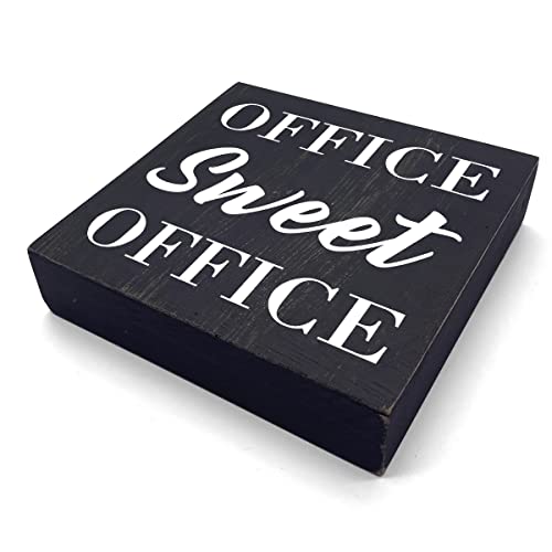 Funny Office Sign Office Decor Desk Decor Wooden Box Sign Rustic Black Wood Block Plaque Box Sign For Coworker Boss Friends Office Desk Shelf Table Decoration Coworker Gift Office Sweet Office Sign #TOP1
