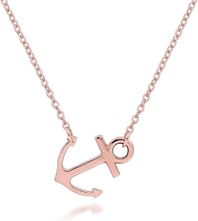 18k Silver Gold Rose Gold Plated Stainless Steel Women Sideways Anchor Pendant Necklace 18inches Choose Colors