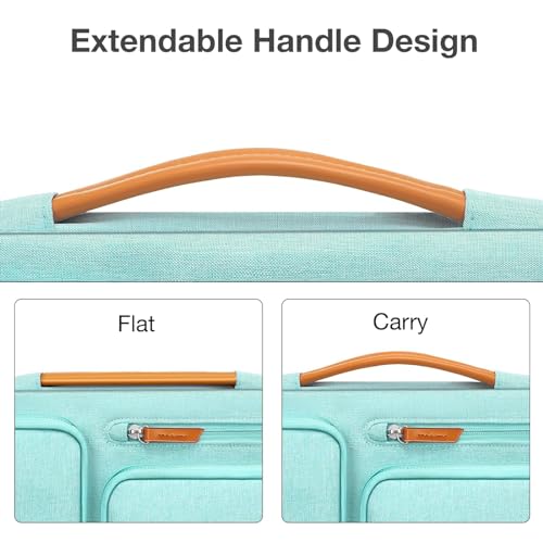 Image of MOSISO 360 Protective Laptop Case 16 inch, 15-15.6 inch Laptop Sleeve Compatible with MacBook Pro 16, HP, Acer, Dell, Lenovo, ASUS, Side Open Carrying Case with 4 Zipper Pockets&Handle, Aqua Green