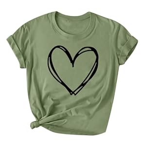 Women Cute Heart Graphic T Shirts S...