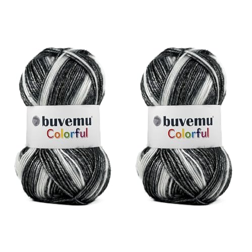 Image of Colorful Self-Striping Multicolor Fuzzy with Subtle Sheen Yarn, 56% Polyester 44% Acrylic, Each 3.53Oz(100 gr) / 252yds(230m) (No.1) (Zebra) (2 Skeins)