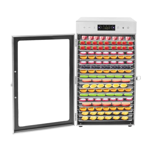 Wmpusll Food Dehydrator with 18 Grids, 800W, Stainless Steel, Silver, Rectangular, Countertop, 86-194, 0-24 H