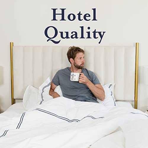 Ella Jayne Home - Luxury 3 Piece Duvet Cover Set With Satin Stitch Details, 100% Cotton, Breathable And Light-Weight Fabric, Button Closure & Corner Ties - King/California King Size - Black #TOP3