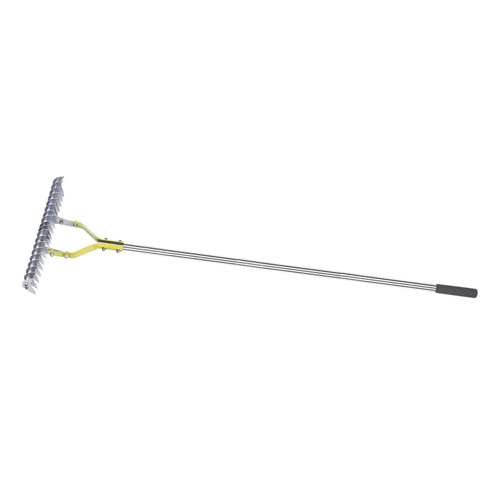 Hidyliu Rastrillo de Paja Ergonómico de Acero Inoxidable de 15 Pulgadas para Limpieza del Jardín, Herramienta Eficaz de Eliminación de Hierba Muerta y Hojas