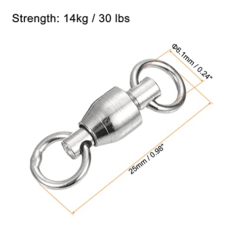PATIKIL Ball Bearing Swivel, 10 Pack 134lb Carbon Steel Solid Welded Ring Fishing Tackle Connector, Silver - Image 2