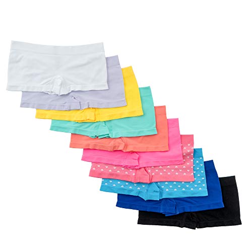 Alyce Intimates Pack of 10 Seamless Girls Boyshort, Solids & Prints
