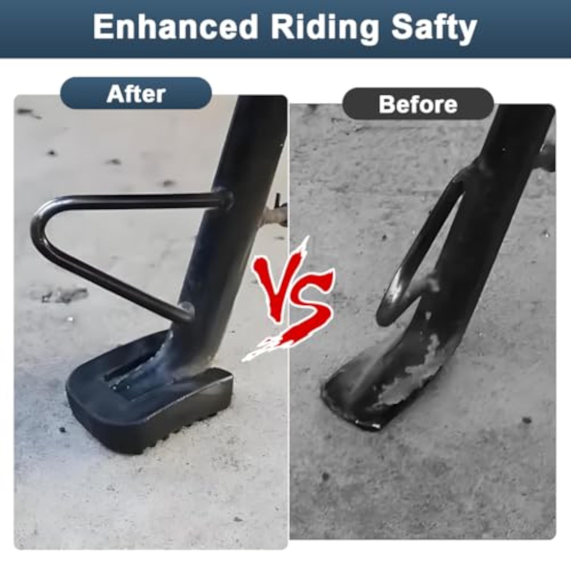 2Pcs Bike Side Stand Rubber Pad, Grooved Anti-Slip Design