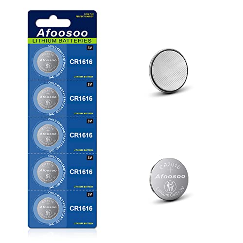 CR1616 3V Lithium Coin Battery – 5 Pack CR 1616 Batteries for Honda Accord Pilot CRV Acura Toyota Prius Lexus GX Car Vehicle Remote Key Fob Keyless Casio Watch Bike Helmet Light Battery Replacement