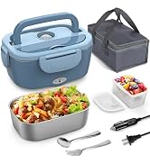 3-in-1 Electric Lunch Box for Adults - Portable Heated Lunch Box with 1.5L Stainless Steel Container for Office, Car, and Truck (110V, 24V, 12V) - Black/Grey